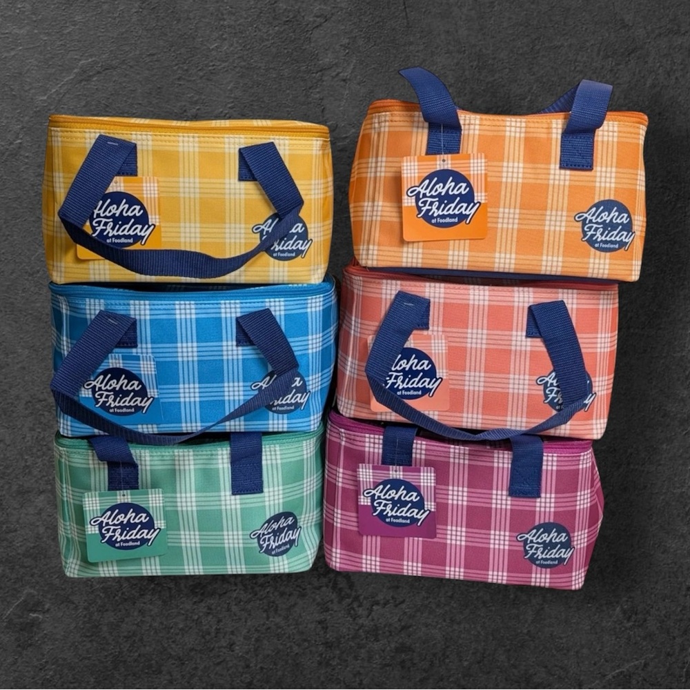 Foodland Palaka Reusable Insulated Lunch Bag Tote Set